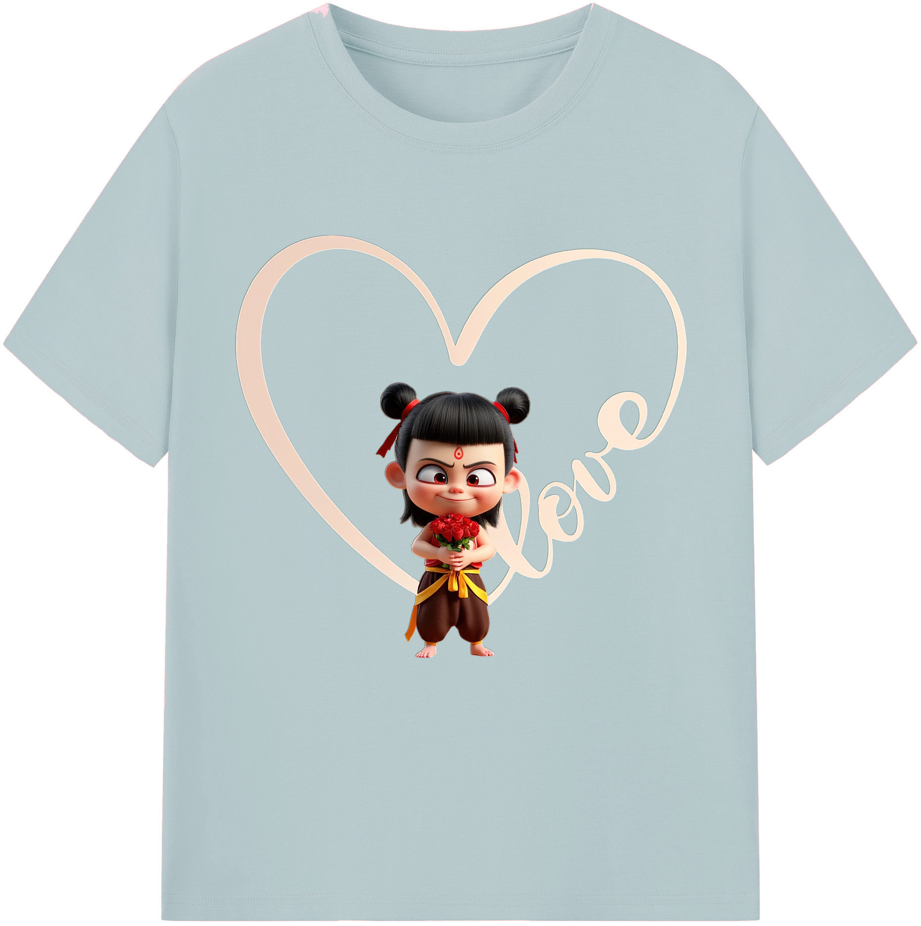 （画像用） Ne Zha 2 ナタ 魔童の大暴れ 綿100％半袖Tシャツ（フロントプリント）